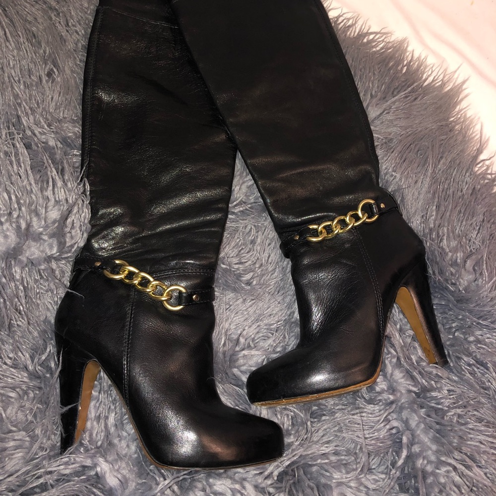 Stunning 1990’s Vintage Coach Black Leather Aida Tall Boots